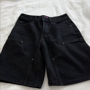 Edikted Black Jacqui Low rise Denim Bermuda shorts size xs